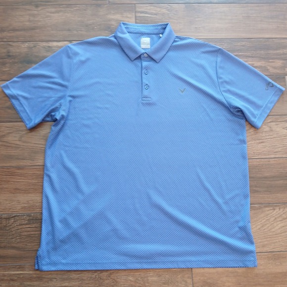 Callaway Opti Dri Polo Mens XXL 2XL Blue Golf Logo AOP Performance Stretch Flex - Picture 2 of 9
